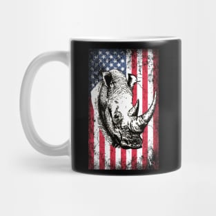 Patriotic Rhinoceros American Flag Mug